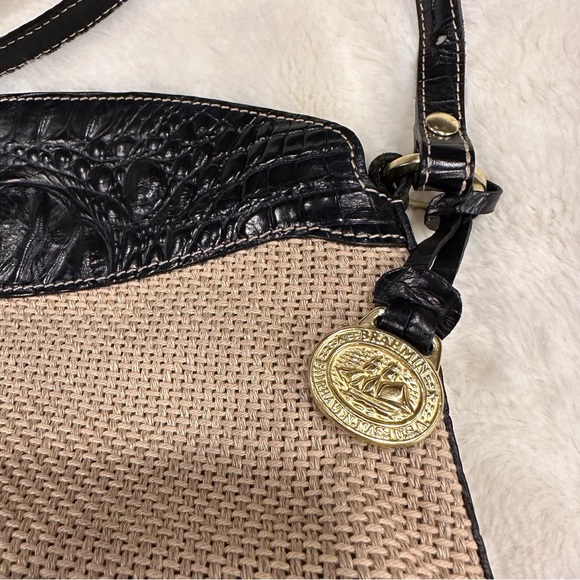 Brahmin Crossbody Animal Print Embossed Leather & Raffia Bag - Picture 2 of 9